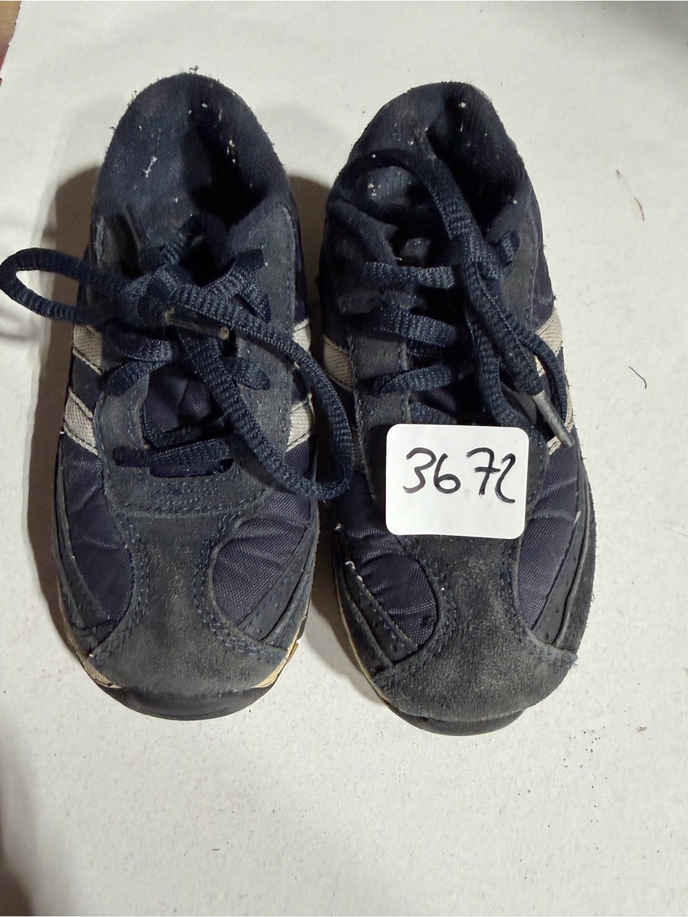 #3672-Kids Navy Blue Lace-Up Sneakers - Everyday Play Shoes